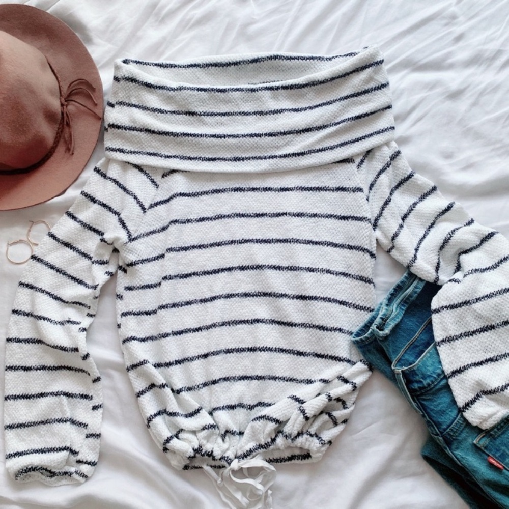 Caslon off the shoulder convertible striped sweater